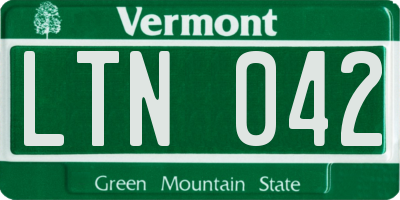 VT license plate LTN042