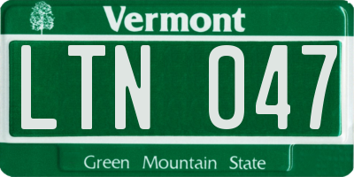 VT license plate LTN047