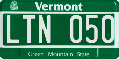 VT license plate LTN050