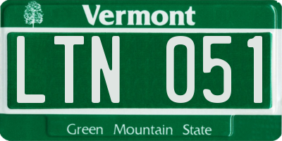 VT license plate LTN051