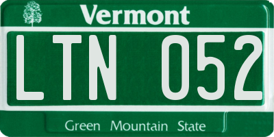 VT license plate LTN052