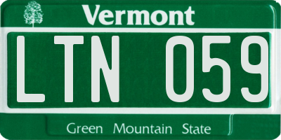 VT license plate LTN059