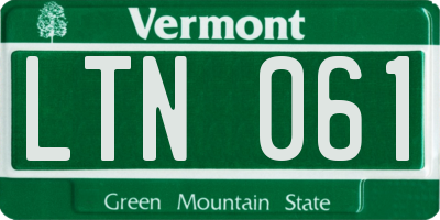 VT license plate LTN061