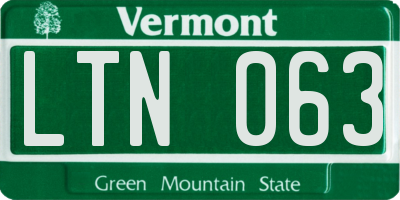 VT license plate LTN063