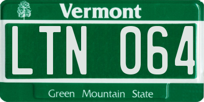 VT license plate LTN064