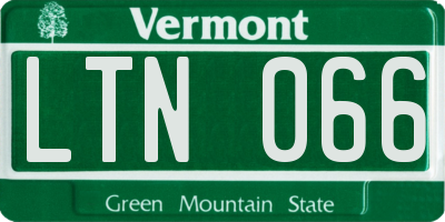 VT license plate LTN066