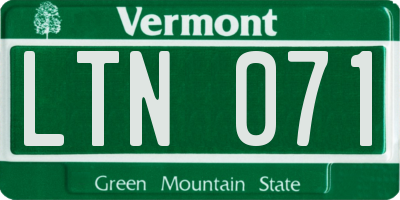 VT license plate LTN071