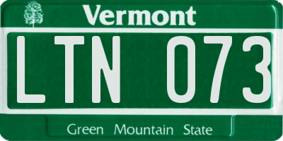 VT license plate LTN073