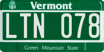 VT license plate LTN078