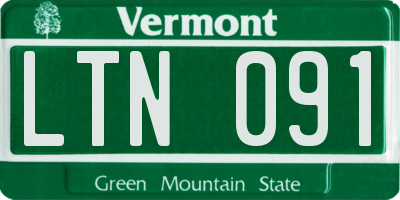 VT license plate LTN091