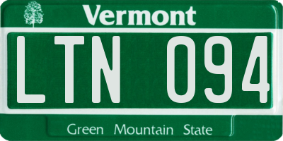 VT license plate LTN094