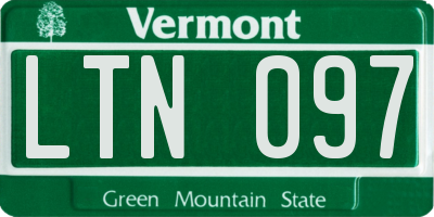 VT license plate LTN097