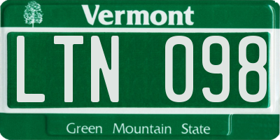VT license plate LTN098