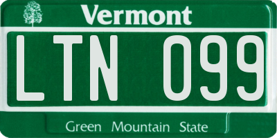 VT license plate LTN099