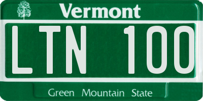 VT license plate LTN100
