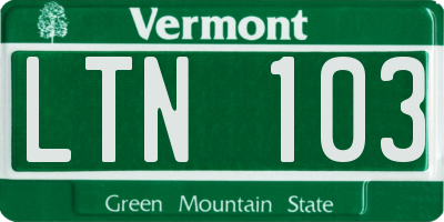 VT license plate LTN103