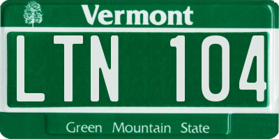 VT license plate LTN104