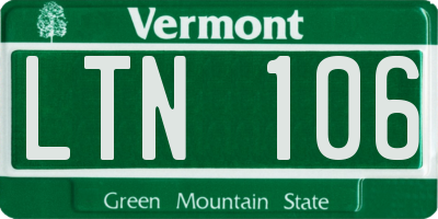 VT license plate LTN106