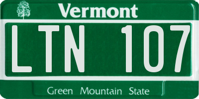 VT license plate LTN107