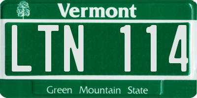 VT license plate LTN114