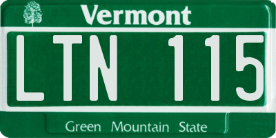 VT license plate LTN115