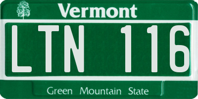 VT license plate LTN116