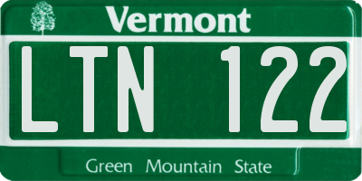 VT license plate LTN122
