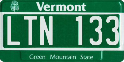 VT license plate LTN133