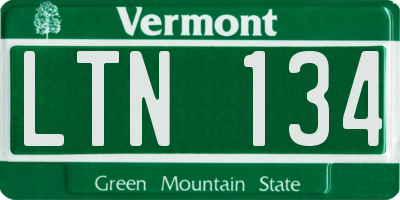 VT license plate LTN134