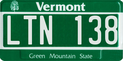 VT license plate LTN138