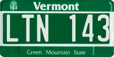 VT license plate LTN143