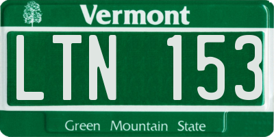 VT license plate LTN153