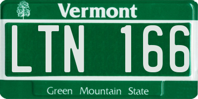 VT license plate LTN166