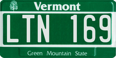 VT license plate LTN169