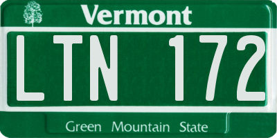 VT license plate LTN172