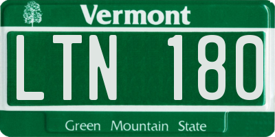 VT license plate LTN180