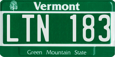 VT license plate LTN183