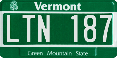 VT license plate LTN187