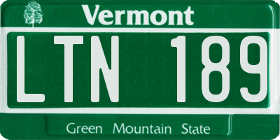 VT license plate LTN189