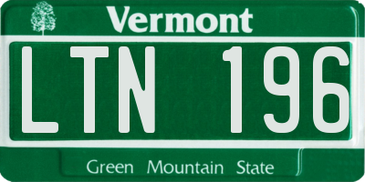 VT license plate LTN196