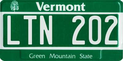 VT license plate LTN202