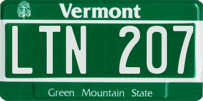 VT license plate LTN207