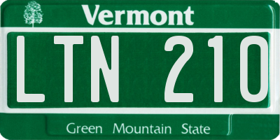 VT license plate LTN210