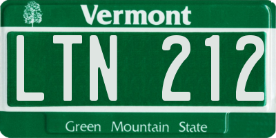 VT license plate LTN212