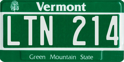 VT license plate LTN214
