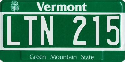 VT license plate LTN215