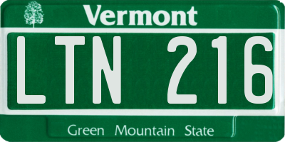 VT license plate LTN216