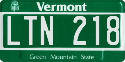 VT license plate LTN218