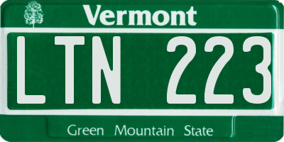 VT license plate LTN223