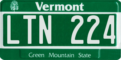 VT license plate LTN224